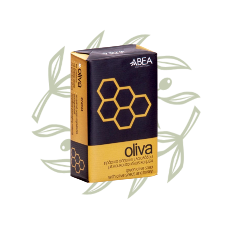 Зелене оливкове мило OLIVA (кісточки та мед) 125 г ABEA| CRETAMART