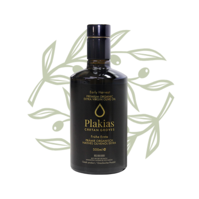 Organiczna oliwa z oliwek z pierwszego tłoczenia Plakias PREMIUM 500 ml z południowej Krety - CRETAMART| SKLEP Oliwkowy