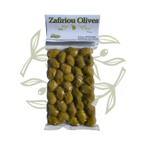 Zelené olivy Chalkidiki – celé s kôstkou 250 g - CRETAMART | Grécky olivový obchod