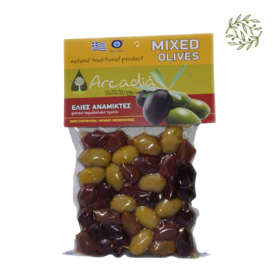 Greckie oliwki MIX (Kalamata & zielone) – całe z pestką 200 g - CRETAmart | Sklep Oliwkowy