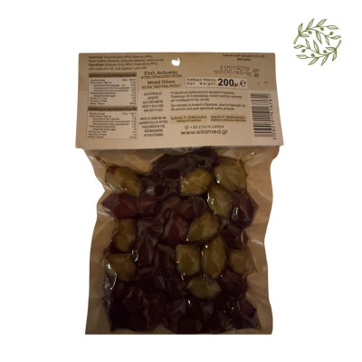 Greek Olives MIX (Kalamata & Green) – Whole with Pit 200 g - CRETAmart | Olive Store